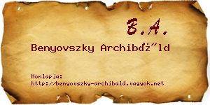 Benyovszky Archibáld névjegykártya